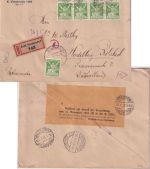 Tschechoslowakei -9x50 H. Republik Einschreibebrief K. Vinohrady 1922