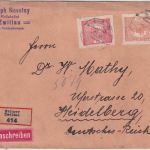 Tschechoslowakei - 60+15 H. Hradschin geschn. Einschreibebrief Svitavy 1919