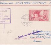 Tschechoslowakei - Lufthansa Erstflug Paris Stuttgart 1962 Zuleitungspost !