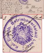 DP Polen - Lodz 1916 Ksl. Eisenb. Betriebswerkstatt Briefstempel Feldpostlkarte