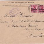 LP Belgien - 2x10 C./10 Pfg. Germania Firmenbrief Hoogstraeten - Brüssel 13.5.15
