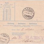 Schweiz - 15 Rp. Wappen Interne Postanweisung Safenwil - Aarau 1907