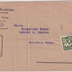 Danzig - 10 M. Flugpostausgabe Drucksachenschleife bis 50g Danzig 6.2.23