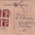 Schweiz - 2 1/2 a. 3 Rp. Tellknabe 4er-Block Karte Zürich 1922 Nachporto