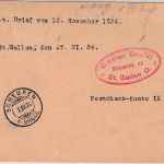 Schweiz - 10 Rp. Bildganzsache+Zusatz Nachnahmekarte St. Gallen 1934 Retour