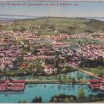 Schweiz - St. Fiden b. St. Gallen Vogelperspektive farb. AK gelaufen 1914