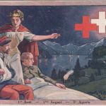 Schweiz - Rotes Kreuz Verwundete farb. Erinnerungspostkarte Meiringen 1.8.18