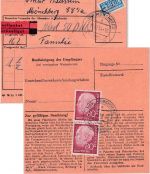 BRD - 80 Pfg. Heuss I senkr. Paar Schnellpaketkarte Mönchberg ü. Miltenberg 1954
