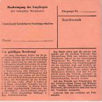 BRD - 50 Pfg. Heuss I senkr. Paar Paketkarte Wörth - Fürth 1954