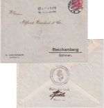 DR - Geprüft in Chemnitz Zensur-L2 Brief n. ÖSTERREICH Chemnitz Reichenberg 1915