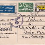Schweiz - 10 Rp. Ganzsache + Zusatz Luftpostkarte n. B&M Basel Prag 1940 Zensur