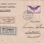 Schweiz - 1 Fr Luftpostausgabe Flugpost-Einschreibebrief Zürich - Fontaines 1925