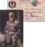 Bayern - König Ludwig III. Uniform/Orden sw-AK Bärenthal 1916 Zensur Saargemünd
