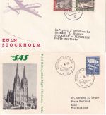 Schweden/BRD - SAS Erstflug Stockholm - Köln Hin- u. Rückflug 1.4.65 2 Belege