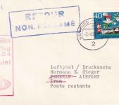 BRD/Iran - SAS Erstflug Hamburg - Teheran 2.4.64 Retourvermerk