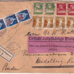 Schweiz - 3x20/25 Rp. sitz. Helvetia u.a. Einschreibebrief Zürich 1921 Zensur