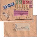 Schweiz - 3x20/25 Rp. sitz. Helvetia u.a. Einschreibebrief Zürich 1921 Zensur
