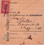 Berlin - Paketfahrt 15 Pfg. Paketkarte L1 Annahmestelle 32 Schaffner No. 56
