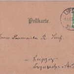 Leipzig - Lipsia 3 Pfg. Kopf/Wappen Ortskarte (farb. Neujahrs-Juxkarte) 1.1.1900