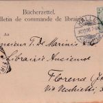 DR - 5 Pfg. Germania Bücherzettel n. ITALIEN Halle - Florenz 1906