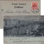 Stettin - Hansa 2 1/2 Pfg. Wappen AK Stettin Hafen 5.5.98