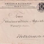 Berlin - Paketfahrt 3 Pfg. Ziffer Ganzsache/Brief Zudruck Amsler & Ruthardt 1893