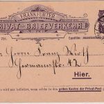 Frankfurt - Privatbriefverkehr 1 Pfg. Adler Ganzsache/Karte 8.10.94