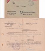Bizone - Schleswig/Ulsby Entnazifizierungsdoku 1948 u. Nachnahmebrief 1950