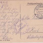 DR - Feld-Luftschiffer-Abt. Nr.18/29. Inf.Div. Feldpostkarte n. Kiel 16.4.16