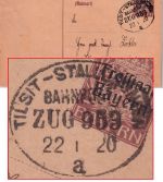 Bayern - 15 Pfg Hupp/Freistaat Ganzsache/A-Teil Bahnpost Tilsit Stallupönen 1920