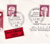 BRD - Heinemann 7 FDC echt gelaufen ESST Bonn 1971/73