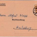 DR-Infla - 50 Tsd. Ziffer Bücherzettel Jena - Heidelberg 27.9.23