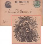 DR - 5 Pfg. Germania oWz illustrierter Bücherzettel n. ITALIEN Munderkingen 1906