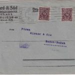 DR-Infla - 2x30 M. Posthorn Perfin "NS" Drucksache Berlin - Baden-Baden 25.7.23
