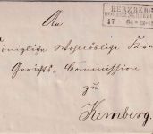 Preussen - 1 Sgr. Adler Brief Ra3 Herzberg Reg.Bez. Merseburg 17.8.64 n. Kemberg