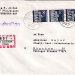 BRD - 50 Pfg Brandenburger Tor 3er-Streifen Einschreibebrief Immenstadt 30.12.71