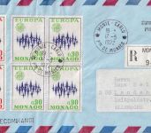 Monaco - 50+90 C. Europa je 4er-Block Lupo-Einschreibebrief n. Landshut 1972