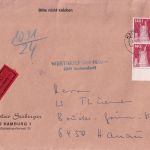 BRD - 2x140 Pfg. I&T Wertbrief (DM 100) Hamburg - Hanau 1975