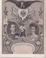 Preussen - Unser Kronprinzenpaar Portraits Wilhelm+Cecilie sw-Patriotika-AK