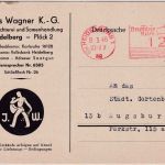 DR - Heidelberg 8.3.46 12 Pfg. Postfreistempel Fiermendrucksache n. Augsburg