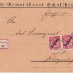 DR - 10 Pfg. Korbdeckel/Dienst 3er-Str. Einschreibebrief Hasloch a./M. 9. MAI 24