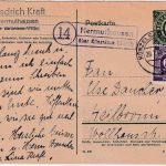 All.Bes. - (14) Hermuthausen ü. Künzelsau Landpost-Ra2 Ganzsache+Zusatz 29.7.46
