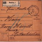 Bayern - Neuötting 1916 unfreie Paketkarte n. Mitterskirchen 25 Pfg. Nachporto
