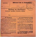 Bayern - Altötting 1916 unfreie Paketkarte n. Leibing 25 Pfg. Nachporto
