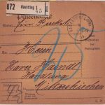 Bayern - Neuötting 1916 unfreie Paketkarte n. Mitterskirchen 25 Pfg. Nachporto