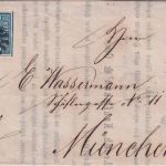 Bayern - 3 Kr. Quadrat blau Brief gMR 175 OPA-K2 Landshut 3. APR 1856 n. München