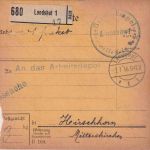 Bayern - Landshut 1916 Kriegsgefangenenkarte-Paketkarte n. Hirschhorn