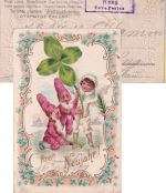 Bayern - Posthilfstelle Weng T. Postau viol. Ra2 farb. Neujahr-Prägekarte 1904