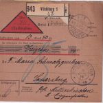 Bayern - Vilsbiburg 1916 unfreie Nachnahme-Paketkarte n. Sauersberg - Nachporto