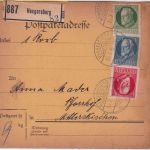 Bayern - 20+10+5 Pfg. Ludwig Paketkarte Hengersberg - Mitterskirchen 1916